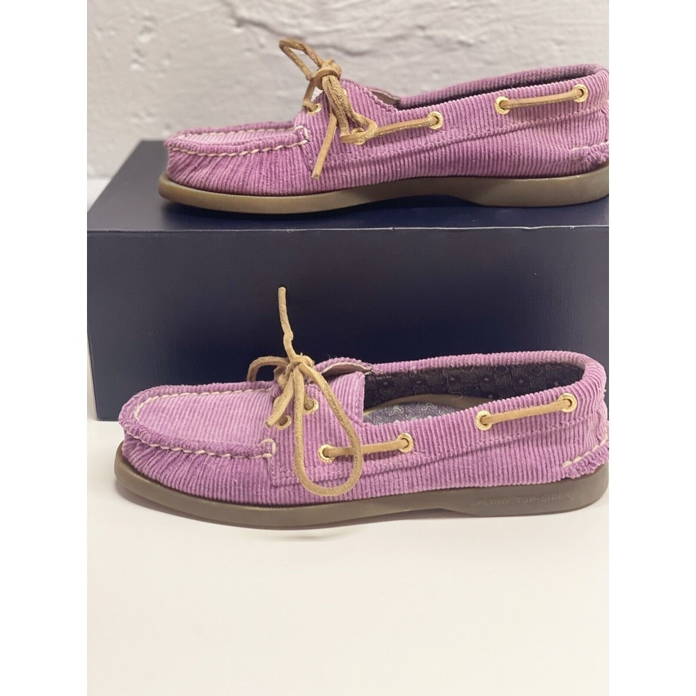 Sperry Top‎ Sider Size 5.5 Purple Brown Corduroy Boat Shoe